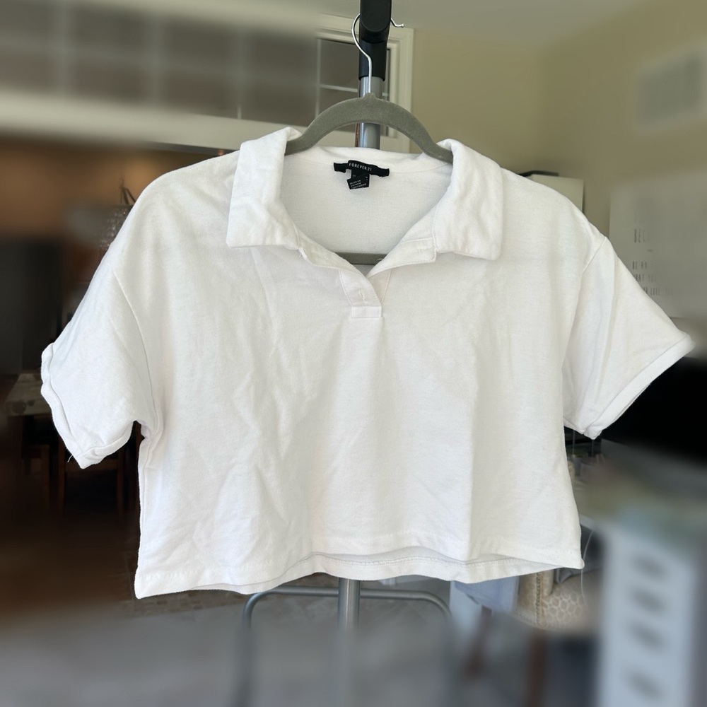 white collared crop top